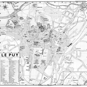 plan de ville vintage noir et blanc du Puy-en-Velay Blay Foldex