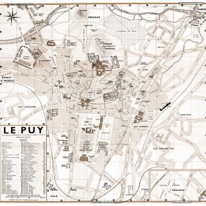plan de ville vintage sépia du Puy-en-Velay Blay Foldex