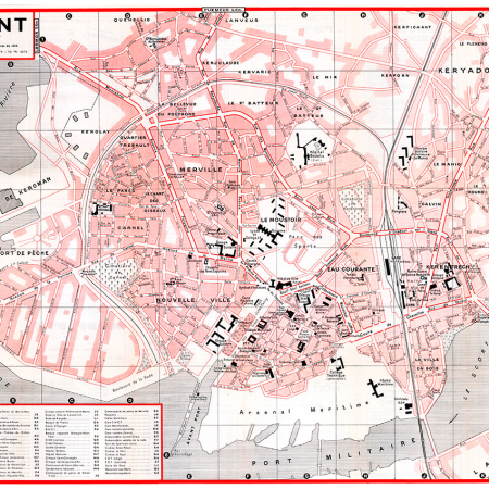 plan de ville vintage couleur de Lorient Blay Foldex