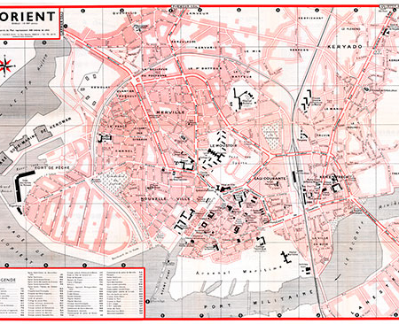 plan de ville vintage de Lorient Blay Foldex