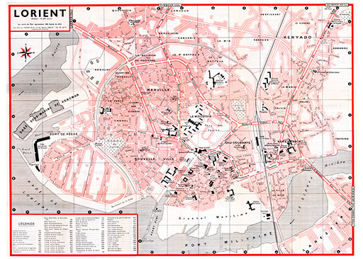 plan de ville vintage de Lorient Blay Foldex