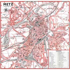 plan de ville vintage couleur de Metz Blay Foldex