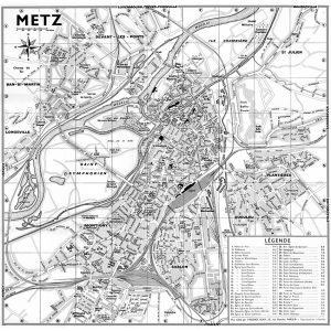 plan de ville vintage noir et blanc de Metz Blay Foldex
