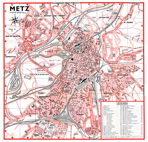 plan de ville vintage de Metz Blay Foldex