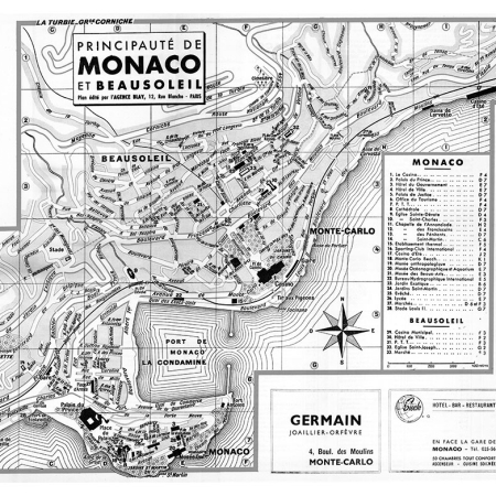 plan de ville vintage noir et blanc de Monaco Blay Foldex