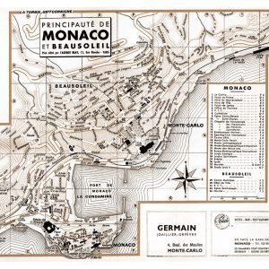 plan de ville vintage sépia de Monaco Blay Foldex