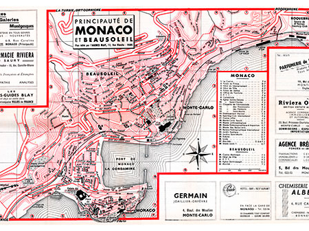 plan de ville vintage de Monaco Blay Foldex