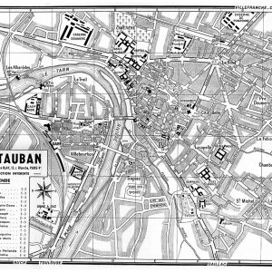 plan de ville vintage noir et blanc de Montauban Blay Foldex