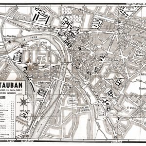 plan de ville vintage sépia de Montauban Blay Foldex