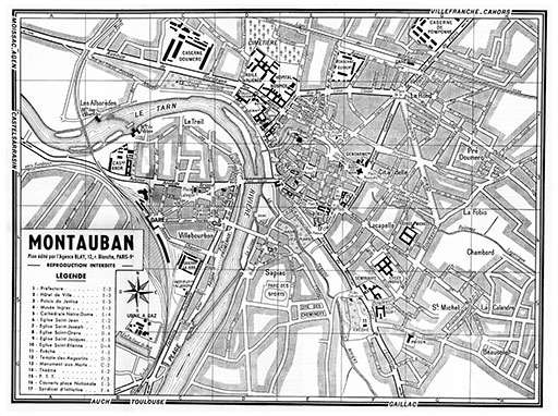 plan de ville vintage de Montauban Blay Foldex