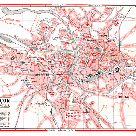 plan de ville vintage couleur de Montluçon Blay Foldex