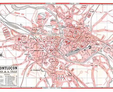 plan de ville vintage de Montluçon Blay Foldex