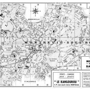 plan de ville vintage noir et blanc de Montreuil-sous-Bois et Bagnolet Blay Foldex