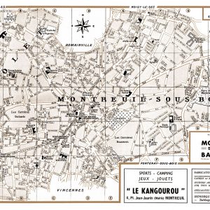 plan de ville vintage sépia de Montreuil-sous-Bois et Bagnolet Blay Foldex