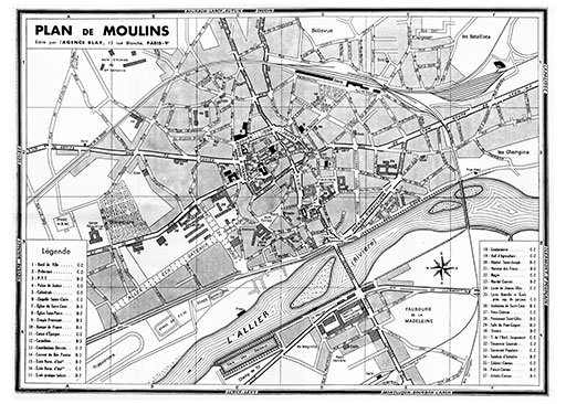 plan de ville vintage de Moulins Blay Foldex