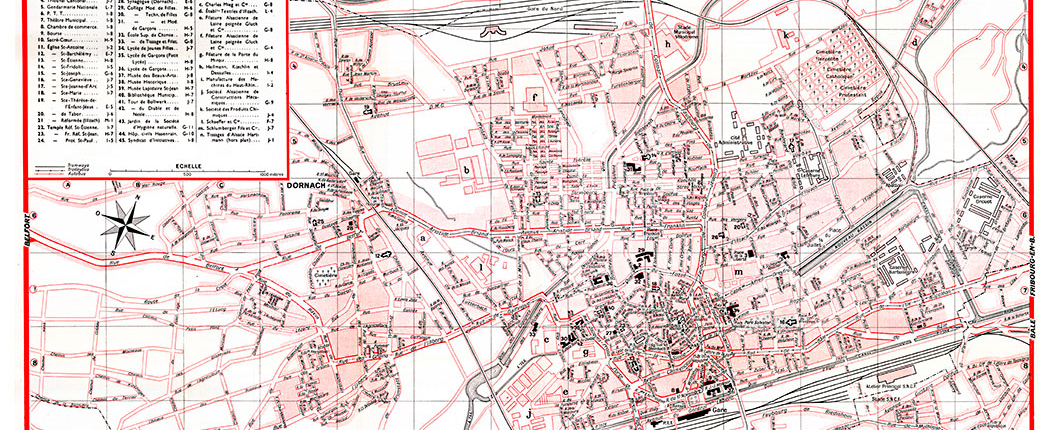 plan de ville vintage couleur de Mulhouse Blay Foldex