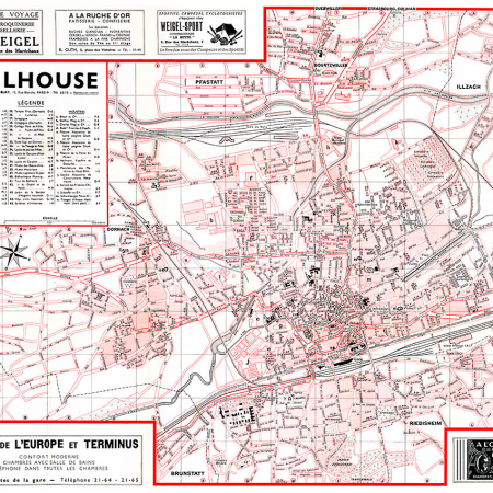 plan de ville vintage couleur de Mulhouse Blay Foldex