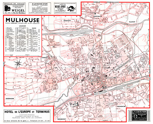 plan de ville vintage de Mulhouse Blay Foldex