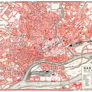 plan de ville vintage couleur de Nantes Blay Foldex