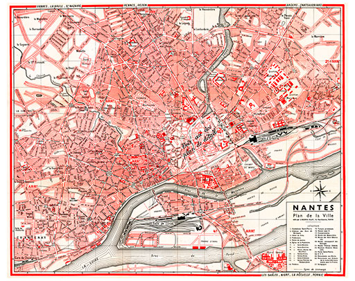 plan de ville vintage de Nantes Blay Foldex
