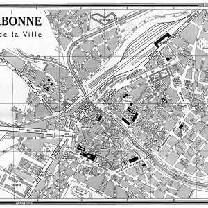 plan de ville vintage noir et blanc de Narbonne Blay Foldex