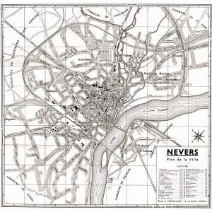 plan de ville vintage sépia de Nevers Blay Foldex