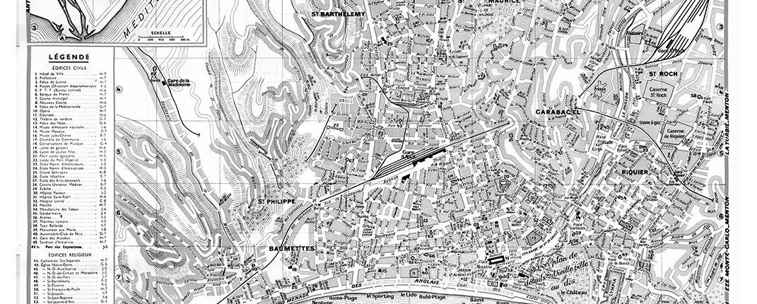 plan de ville vintage noir et blanc de Nice Blay Foldex