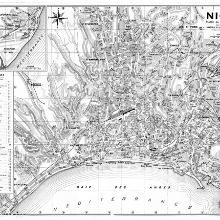 plan de ville vintage noir et blanc de Nice Blay Foldex