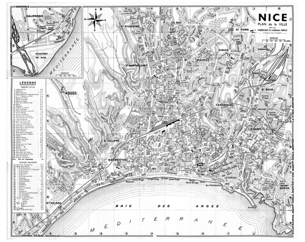 plan de ville vintage noir et blanc de Nice Blay Foldex