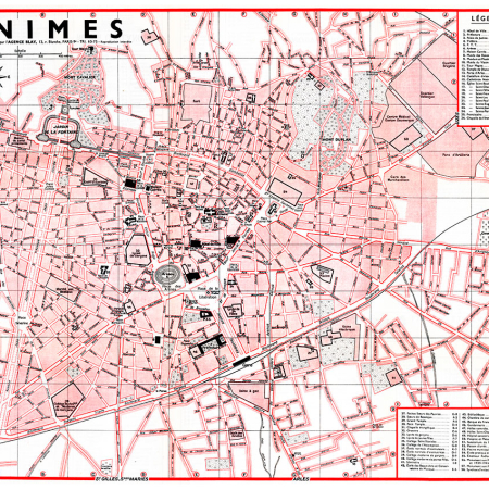 plan de ville vintage couleur de Nîmes Blay Foldex
