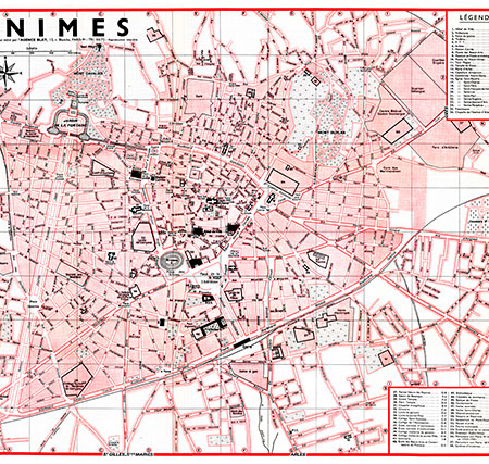 plan de ville vintage de Nîmes Blay Foldex