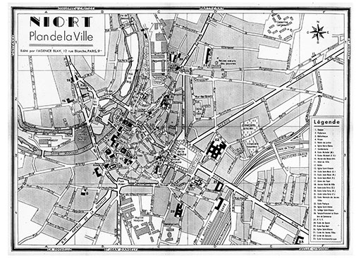 plan de ville vintage de Niort Blay Foldex