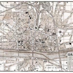plan de ville vintage sépia d'Orléans Blay Foldex