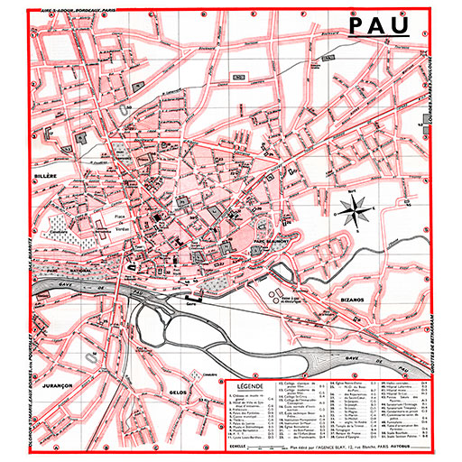 plan de ville vintage de Pau Blay Foldex