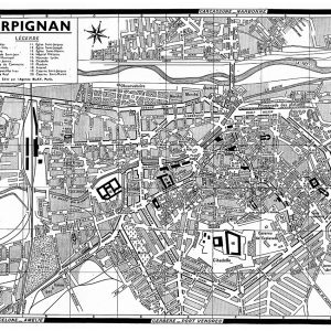 plan de ville vintage noir et blanc de Perpignan Blay Foldex