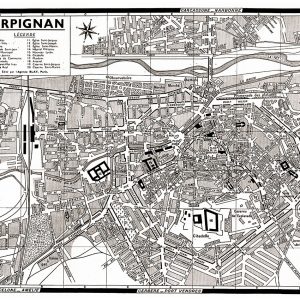 plan de ville vintage sépia de Perpignan Blay Foldex