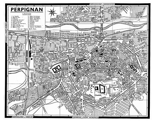 plan de ville vintage de Perpignan Blay Foldex