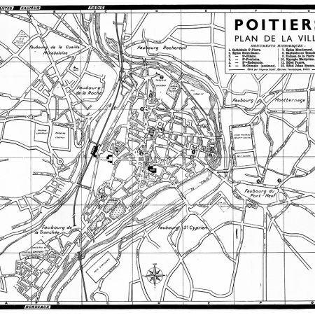 plan de ville vintage noir et blanc de Poitiers Blay Foldex