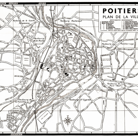 plan de ville vintage sépia de Poitiers Blay Foldex