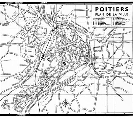 plan de ville vintage de Poitiers Blay Foldex