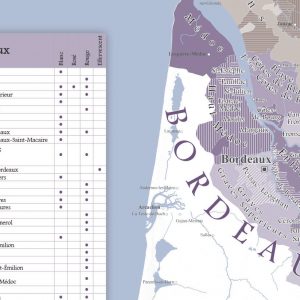 Carte des vins de France de style ancien avec liste des AOC (2020) zoom 1