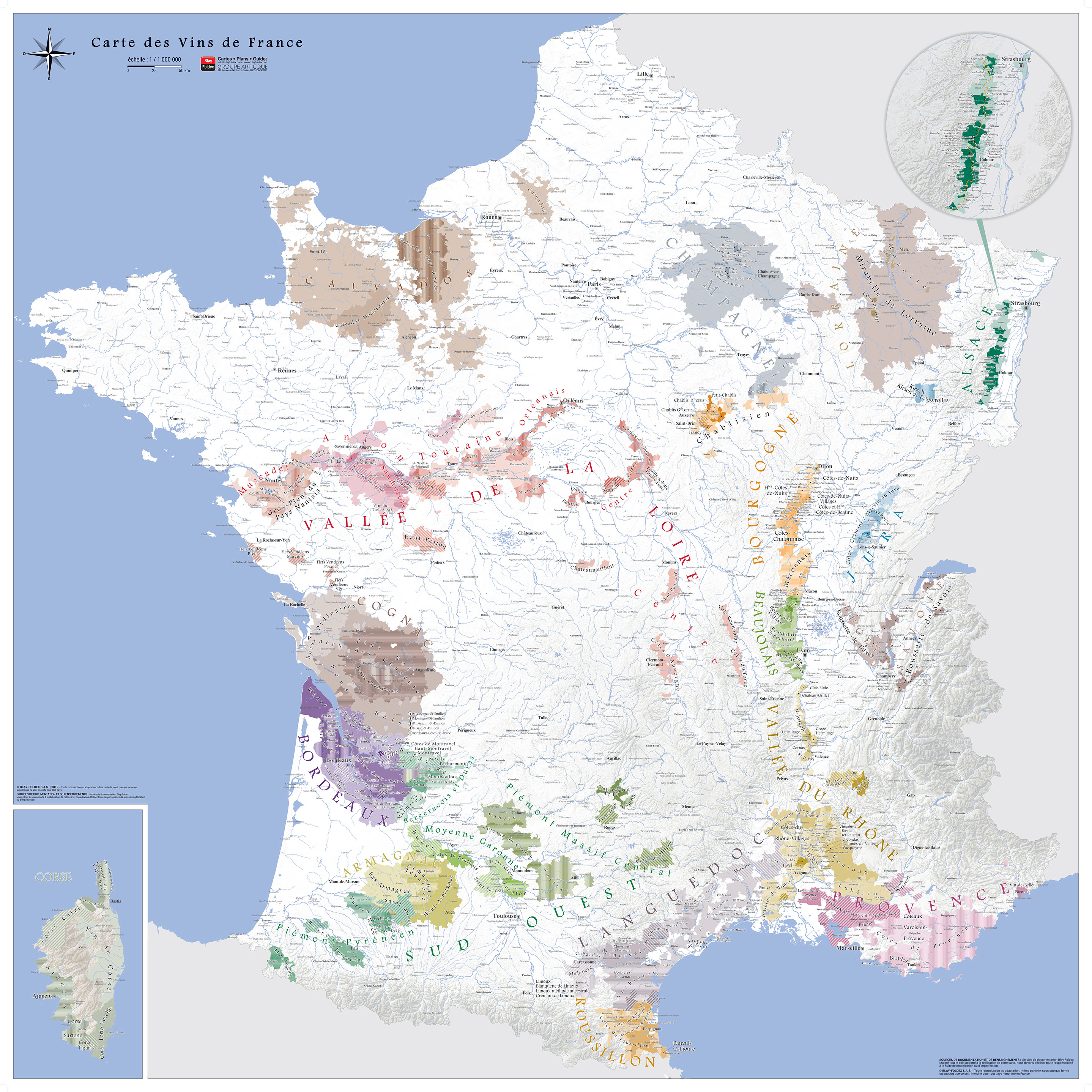 Carte des vins de France en couleur (2020)