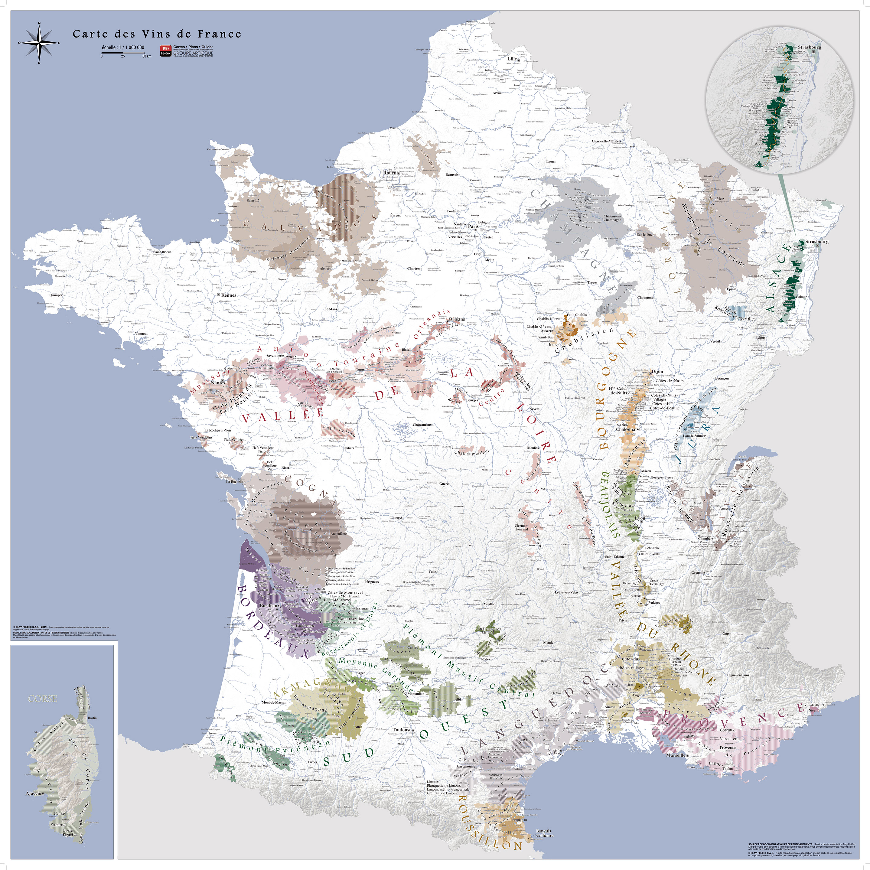 Carte des vins de France de style ancien (2020)