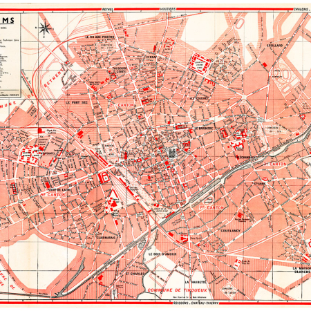 plan de ville vintage couleur de Reims Blay Foldex