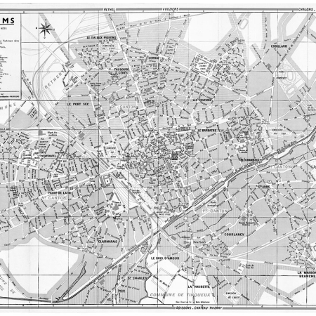 plan de ville vintage noir et blanc de Reims Blay Foldex