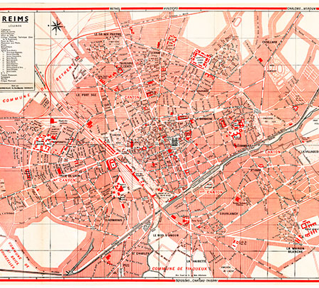 plan de ville vintage de Reims Blay Foldex