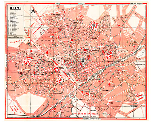 plan de ville vintage de Reims Blay Foldex