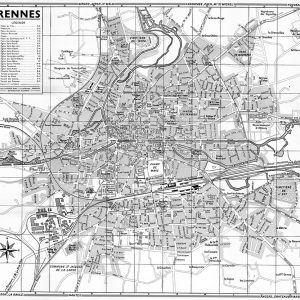 plan de ville vintage noir et blanc de Rennes Blay Foldex