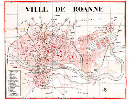 plan de ville vintage de Roanne Blay Foldex