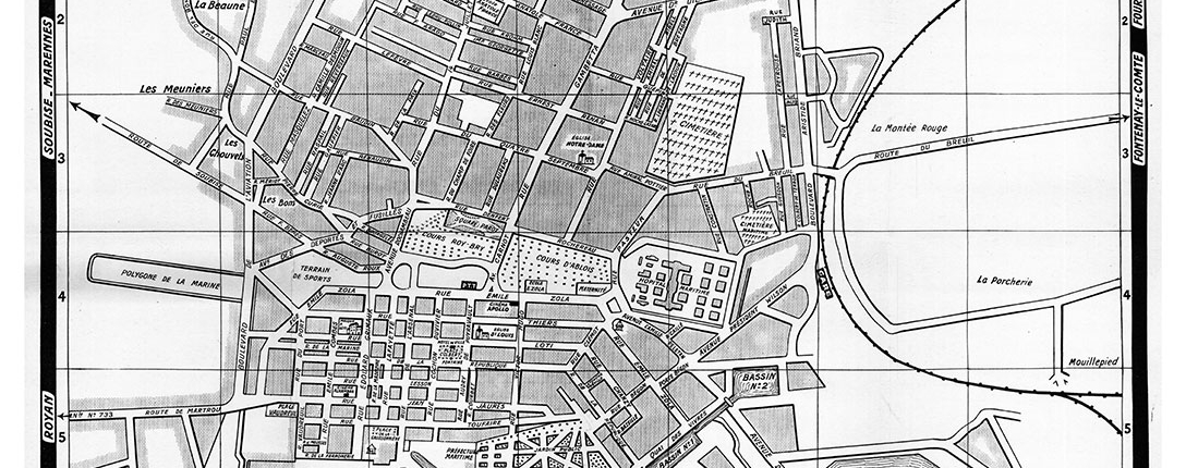 plan de ville vintage noir et blanc de Rochefort-sur-Mer Blay Foldex